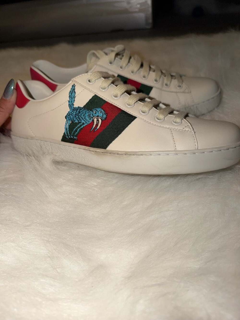 Gucci Ace Freya Hartas Mythical Creature White Leather Sneakers